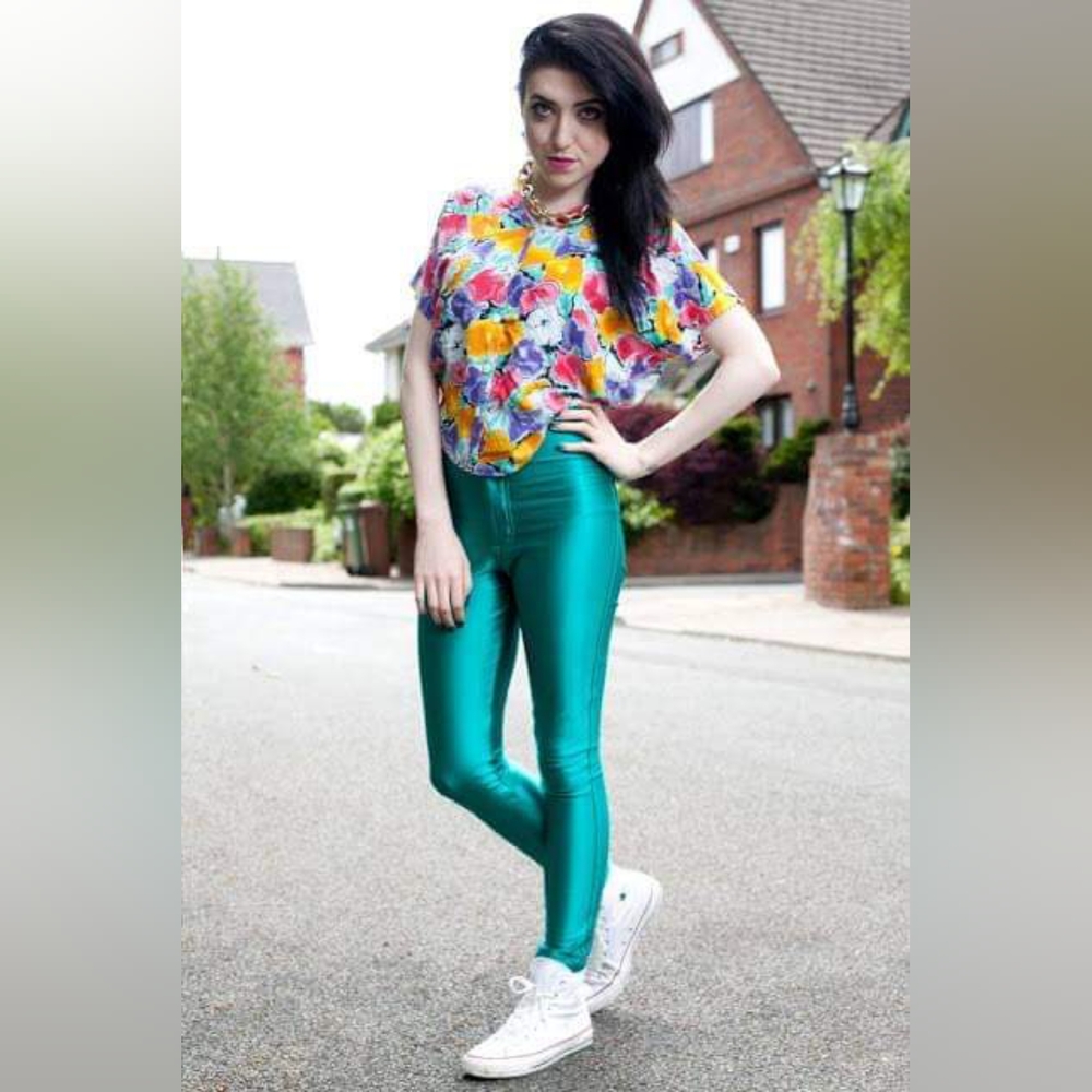 American Apparel Disco Pants Small Peacock Green NWOT